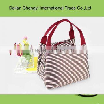 Manufacturer personalized stripe pattern polyester lunch bag