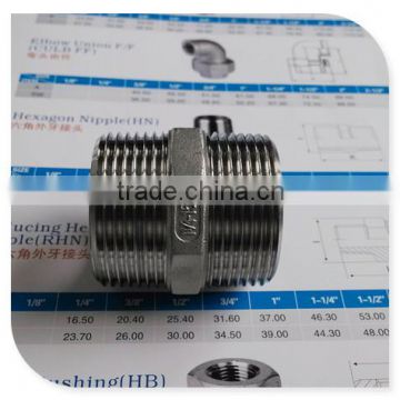 Hex Nipple 1/2" Male x 1/2" Male 304 Stainless Steel Threaded Pipe Fitting