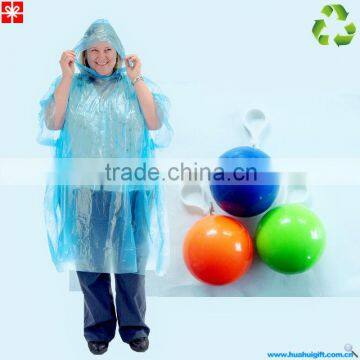 2014 100%ECO AS Poncho Ball with keychain Clear Disposable LDPE Raincoat                        
                                                Quality Choice