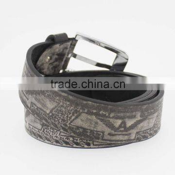 Fashion Style Black Print pu Leather Belt for Man With Shiny Metal Square Accessories in YiWu photo-4