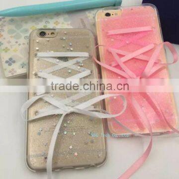 TPU Transparency Phone Case for iphone 6s case with a Creativity Shoelace