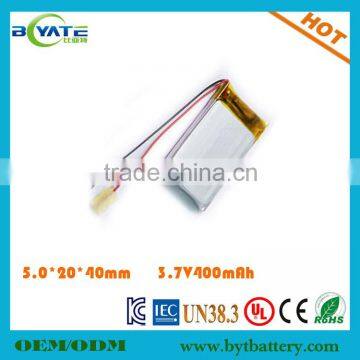 Cheaper China Lipo 502040 Controller Battery 3.7V 400mah