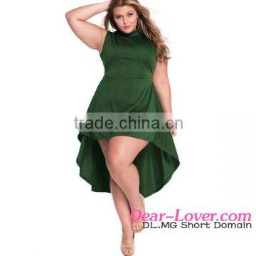 Women Green Mock Neck Sleeveless satin latest net dress designs