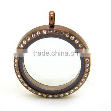 Cheap Chocolate With Rhinestones Floating Lockets 30mm Stainless Steel Magnetic Floating Charm Lockets