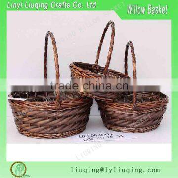 round big handle willow basket for flower