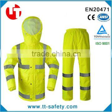 high visibility fluorescent waterproof rainsuit safety reflective raincoat                        
                                                Quality Choice
