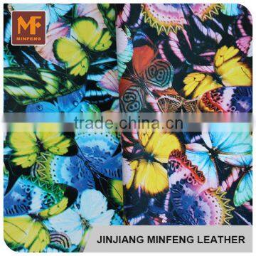 Custom new design for shoes and bags butterfly pattern printed pu leather