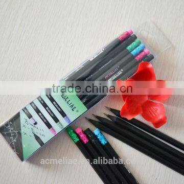 Standard Size Hexagonal Shape Black Night HB Pencil Sharpened With Eraser photo-5