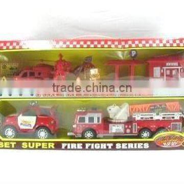 friction plastic toy of fire truck set