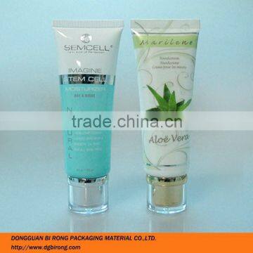 plastic deodorant cosmetic tube and labelling surface cream tube