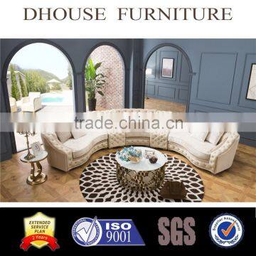Living Room Classical French Furniture Fabric Button Beige Corner Sofa AL043