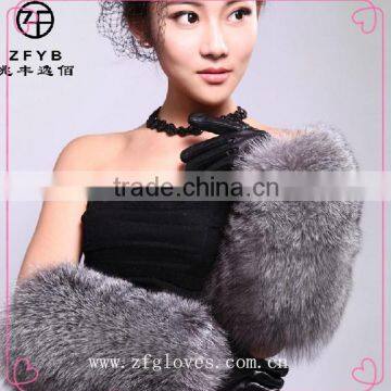 ZFYB Newest Lady fur leather dressing gloves