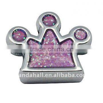 Alloy Enamel Slide Charms, Nickel, Imperial Crown, DarkViolet, about 14.3x12x4.2mm, hole: 1.6x8mm(ENAM-Q241-1)