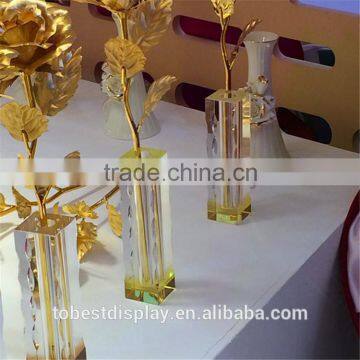 luxury handmade customized wholesale acrylic flower vases/clear acrylic square vases/cheap acrylic flower vases for decoration