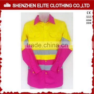 custom women fluorescent two tone pink hi vis shirt