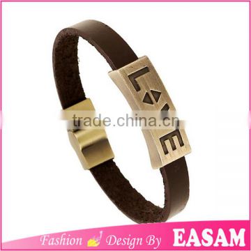 Korean fashion love couple leather wrap bracelet wholesale