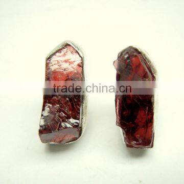 Garnet Raw Gemstone 925 Sterling Silver Stud Earring Jewelry, Rough Gemstone Stud Earrings, Designer Gemstone Matt Jewelry