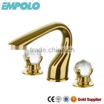 Goose Neck Golden Plated Brass Faucet with Dual Cross Handles 90 7001