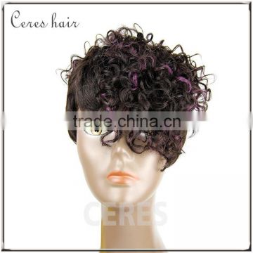 urban edge flashy wig purple color party lace front wig 100% virgin human hair short wig