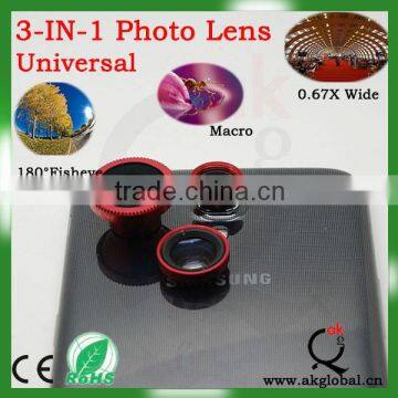 High quality Magnetic Detachable Fish-Eye Lens 3-in-1 Photo Kits for iPhone 5