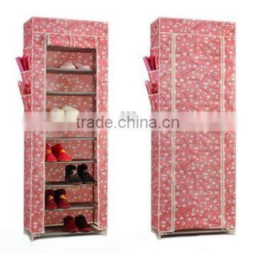 Made in China 10 Tier Non-woven Fabirc Melamine Mdf Shoe Cabinet photo-2