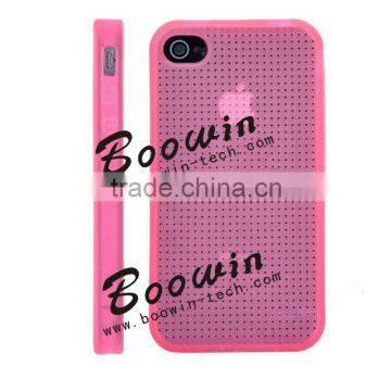 Pink mesh Soft TPU Gel Crystal Jelly Case Cover for apple iphone 4s