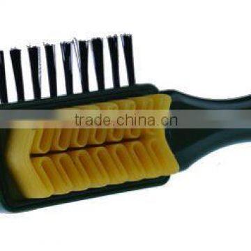 Suede Leather Shoe Brush With Stainless Hair and Plastic Hair