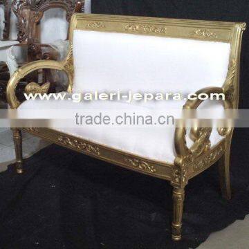 Classic Italian Style Furniture - Love Seat Sofa with Gold Leaf Finish