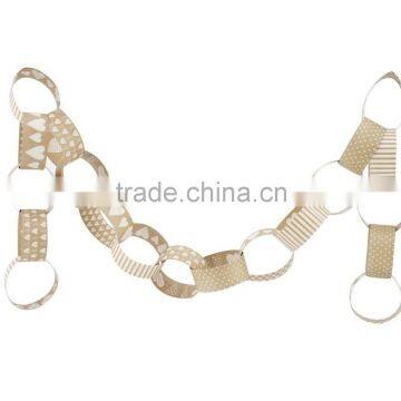 Vintage Gold and White paper chains for Valentine's day Wedding party decoration