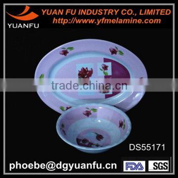 High quality melamine pink dinner set