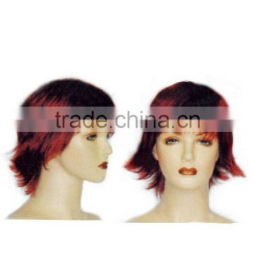 Red color Heat resistant synthetic wigs short hair wig for ladies