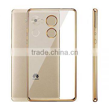 C&T Ultra Slim Metal Plating Frame Clear Soft Gel TPU Silicone Back Cover for Huawei Ascend Mate 8