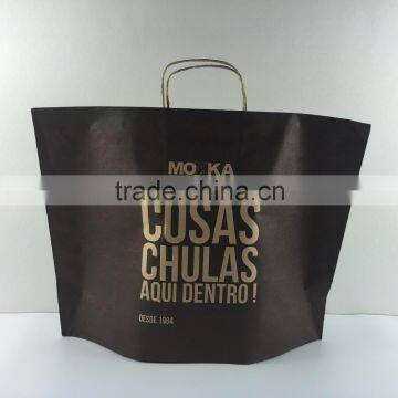 2016 New type brown kraft paper bags new easy bags with tote for gift