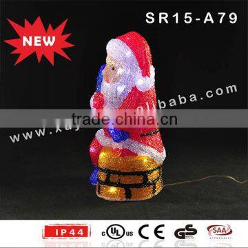 Wholesale Outdoor Acrylic Santa Clause Sitting on Chimney Christmas Decoration With LED Light photo-3