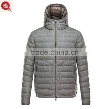 2016 hot sale men's 100% wool hooded down jacket