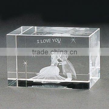 pure 3d laser crystal picture frame for wedding invatation engraved (R-0075))