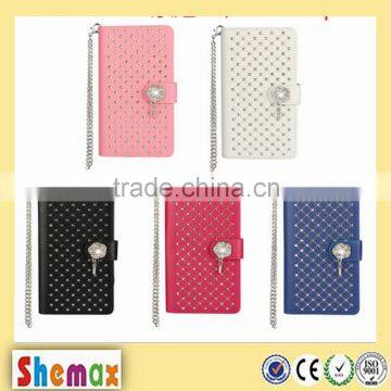 Magnetic PU Stand Flip Cover For Sony Z5, Starry Diamond Roses Wallet For Sony Z5