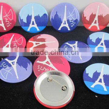 Hot sale cheap metal button badge , France Eiffel Tower pin badge