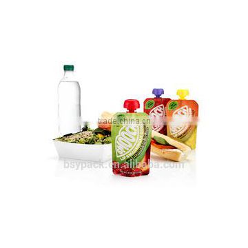 Stand up bottom gusset pouch with spout/liquid food packaging bag with straw/Stand Up Spout Pouch For Drink Packaging