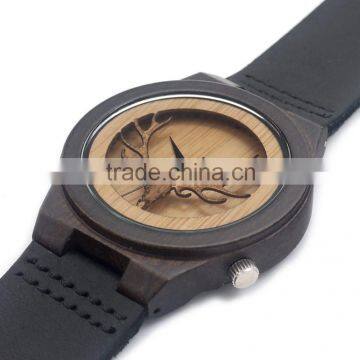 Wholesale Promotional Deer Shape Blackwood Bamboo Wood Watches photo-3