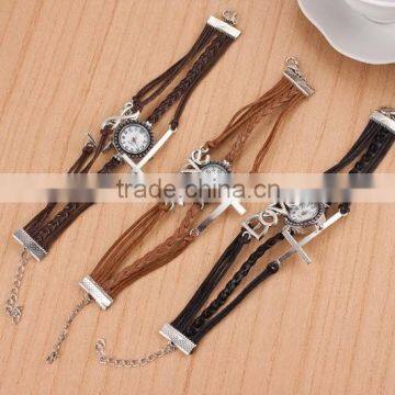 2015 New Fashion Around Wrap Watch Cross Charm Bracelets Women's Quartz Wrist Watch photo-2