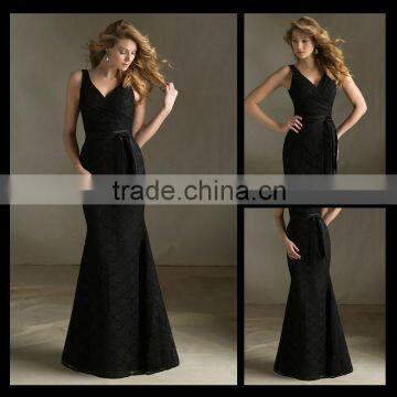 Wholesale Shoulders Black Ribbons Lace Gown Bridesmaid Dresses bm0005