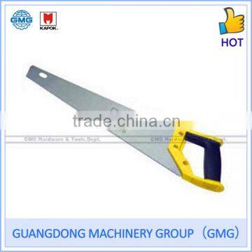 Hand saw, yellow and black plastic handle