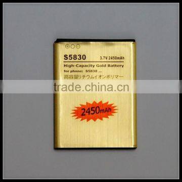 For S5830 battery Gold Li-ion Replacement Battery EB494358VU for for S5830 GT-S5830 S5830i i569 i579 s5670 battery