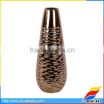 2017 New Design Gold Plated Dimpled Ceramic Vase