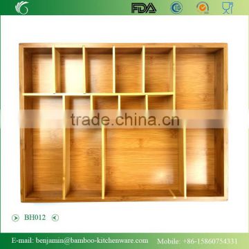 BH012/Durable Bamboo Storage Box For Food, Bamboo Drawer Organizer For Kitchenware