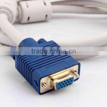 1M White VGA male to female cable with gold plated