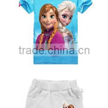 Cute frozen set, frozen clothes, hot sale summer clothes for girl