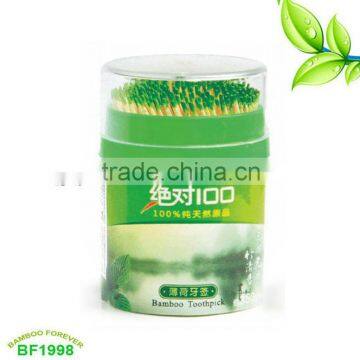 Nature Plastic jar Mint bamboo toothpicks