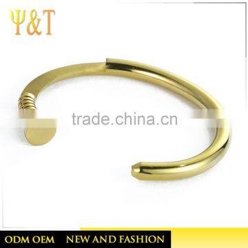 Factory price new designs custom engraved logo blank bangle,stainless steel gold plated bracelets for men